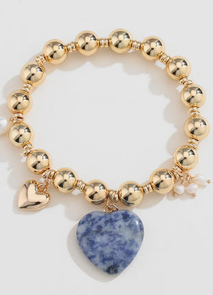 Natural Stone Gold-Plated Heart Bracelet