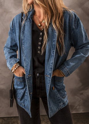 Pocketed Long Sleeve Denim Jacket