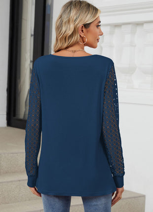 Cutout Round Neck Long Sleeve Top