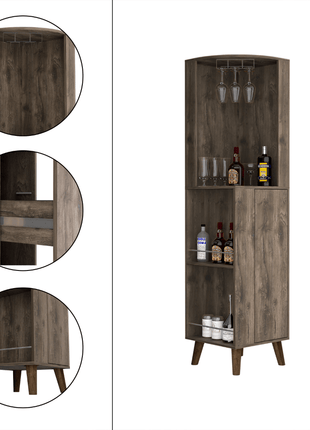 Jaipur Corner Bar Cabinet, Two External Shelves, One Drawer, Two Interior Shelves - GypsyHeart