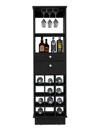 Zircon Bar Cabinet - Twelve Wine Cubbies - Two Drawers - Classy - GypsyHeart