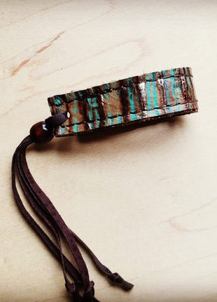 Narrow Leather Cuff in Turquoise Chateau