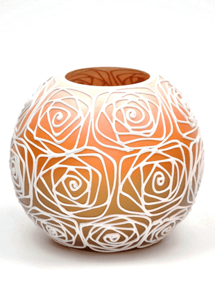 Handpainted Glass Vase - Art Glass Round Vase - Table vase 6 inch - GypsyHeart