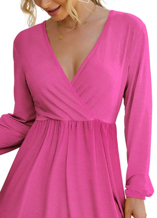 Surplice Long Sleeve Mini Dress