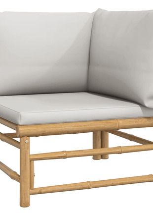 vidaXL 5 Piece Patio Lounge Set with Light Gray Cushions Bamboo - GypsyHeart