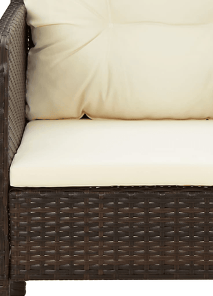 vidaXL 5 Piece Patio Lounge Set with Cushions Brown Poly Rattan - GypsyHeart