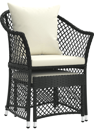 Patio Lounge Set - Two Piece - with Cushions Black Poly Rattan - GypsyHeart