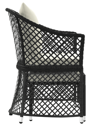 Patio Lounge Set - Two Piece - with Cushions Black Poly Rattan - GypsyHeart