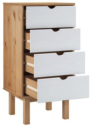 vidaXL Drawer Cabinet OTTA Brown&White 18.1"x15.6"x35.4" Solid Wood Pine - GypsyHeart
