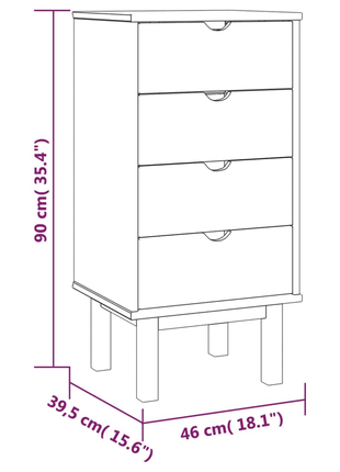 vidaXL Drawer Cabinet OTTA Brown&White 18.1"x15.6"x35.4" Solid Wood Pine - GypsyHeart