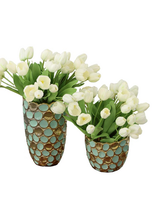 Turquoise and Gold Accent Vases Set of 2