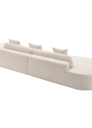 Modern curved combination sofa, minimalist sofa in living room, no assembly required, three  pillows,Beige