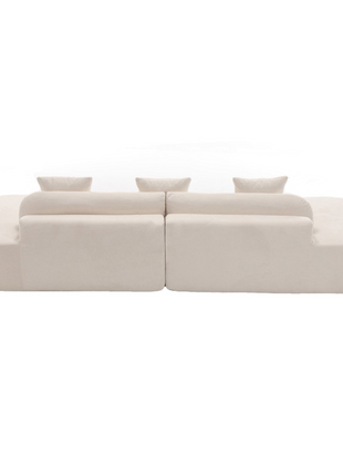 Modern curved combination sofa, minimalist sofa in living room, no assembly required, three  pillows,Beige