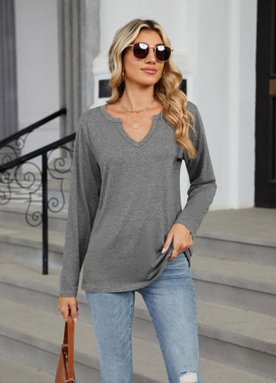 Notched Long Sleeve T-Shirt