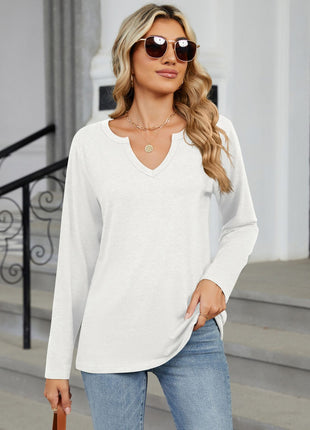 Notched Long Sleeve T-Shirt