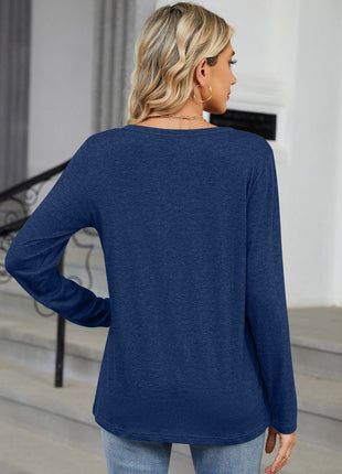 Notched Long Sleeve T-Shirt