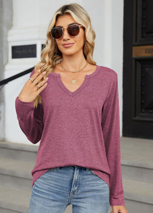 Notched Long Sleeve T-Shirt