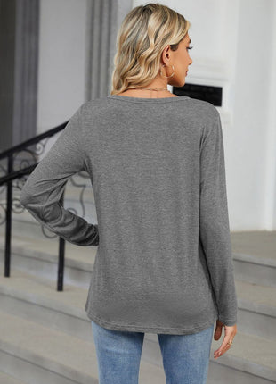 Notched Long Sleeve T-Shirt