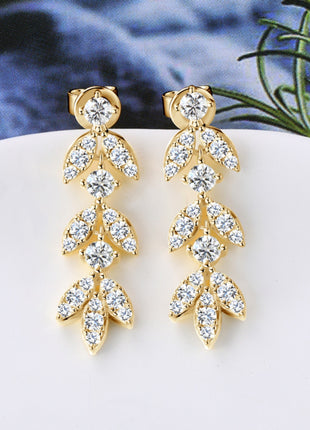 925 Sterling Silver Moissanite Leaf Earrings