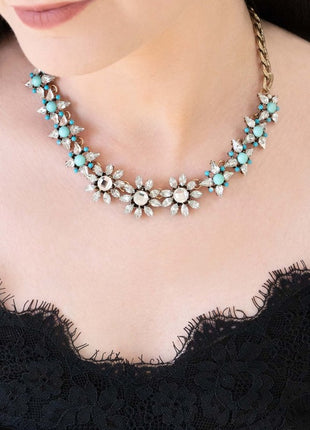 Poseidons Way Necklace - Turquoise and Crystal Stone Necklace