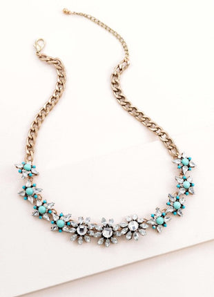 Poseidons Way Necklace - Turquoise and Crystal Stone Necklace