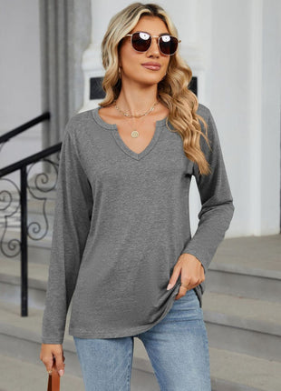 Notched Long Sleeve T-Shirt