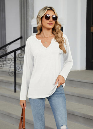 Notched Long Sleeve T-Shirt