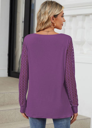 Cutout Round Neck Long Sleeve Top