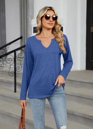 Notched Long Sleeve T-Shirt