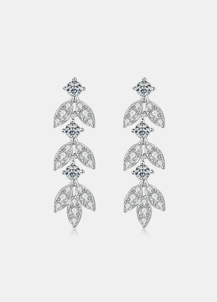 925 Sterling Silver Moissanite Leaf Earrings