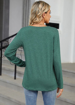 Notched Long Sleeve T-Shirt