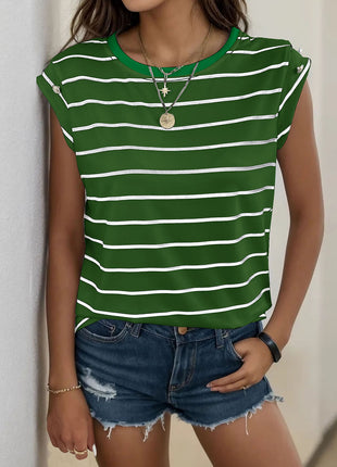 Decorative Button Round Neck T-Shirt