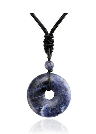 Blue Sandstone Circle Pendant | Blue Sandstone Necklace | Coin Pendant
