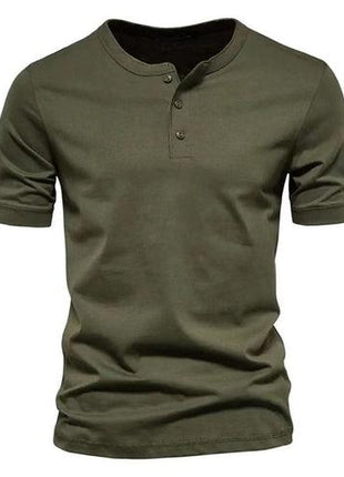 Men Henley Collar T-Shirt - Short Sleeve Breathable Tee - GypsyHeart