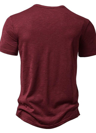 Men's Distressed Henley Neck T-Shirt - Short Sleeve - GypsyHeart