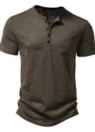 Men's Distressed Henley Neck T-Shirt - Short Sleeve - GypsyHeart