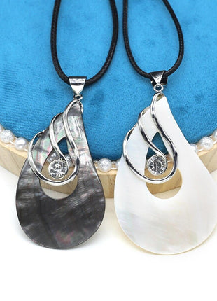 Natural Fresh Water Shell Necklace Carved Note Shape Gemstone - GypsyHeart