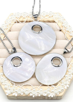 Natural Fresh Water Shell Necklace - Round Shape Gemstone
