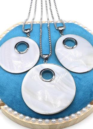 Natural Fresh Water Shell Necklace - Round Shape Gemstone - GypsyHeart