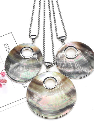 Natural Fresh Water Shell Necklace - Round Shape Gemstone - GypsyHeart