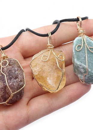 Natural Stone - Pendant Irregular Shaped Crystal Necklace - GypsyHeart