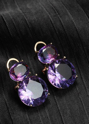 Elegant Round Amethyst Drop Earrings for Women - GypsyHeart
