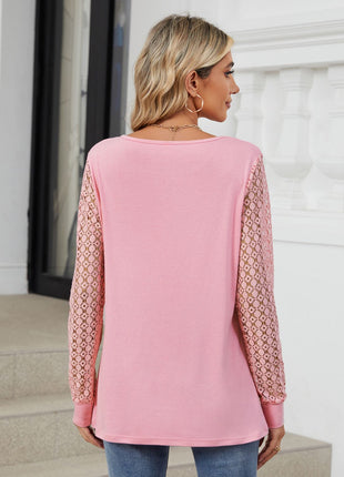 Cutout Round Neck Long Sleeve Top