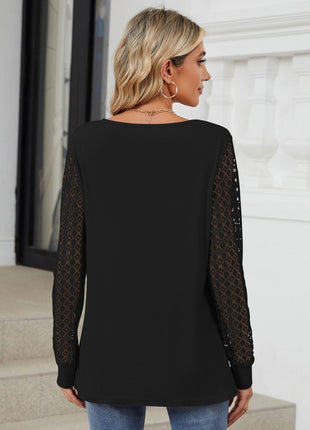 Cutout Round Neck Long Sleeve Top