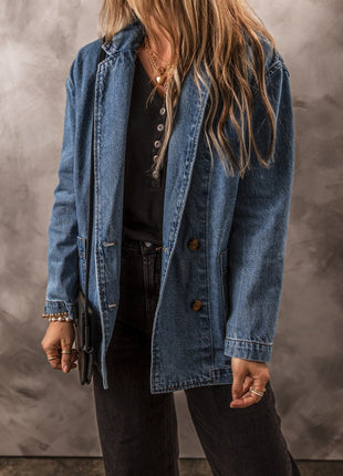 Pocketed Long Sleeve Denim Jacket