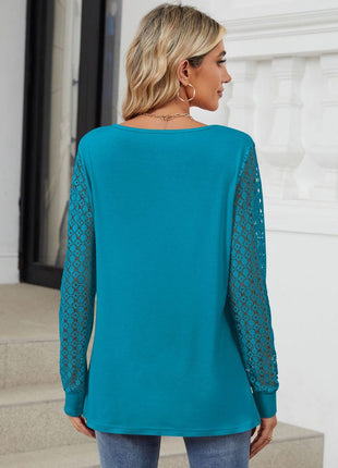 Cutout Round Neck Long Sleeve Top