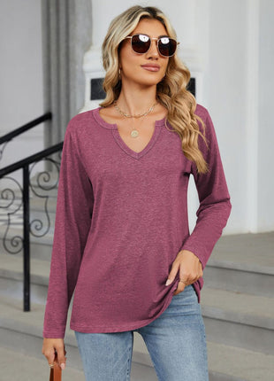 Notched Long Sleeve T-Shirt