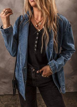 Pocketed Long Sleeve Denim Jacket