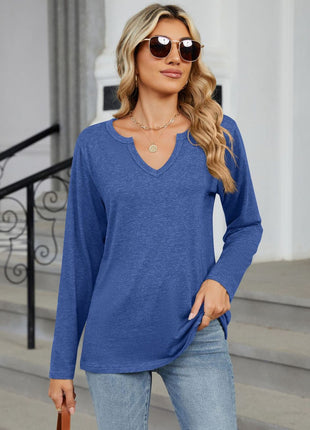 Notched Long Sleeve T-Shirt