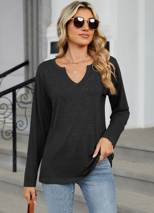 Notched Long Sleeve T-Shirt